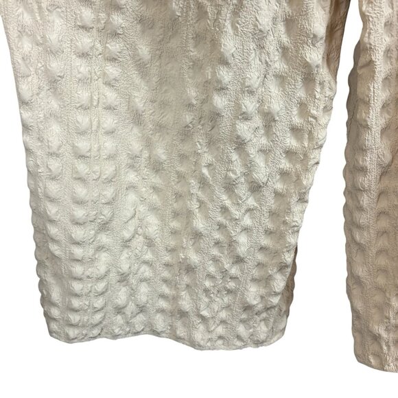 ASOS Seersucker Textured Ruffle Stretch Wide Leg Cocktail Jumpsuit Beige Size 6 - Picture 6 of 10